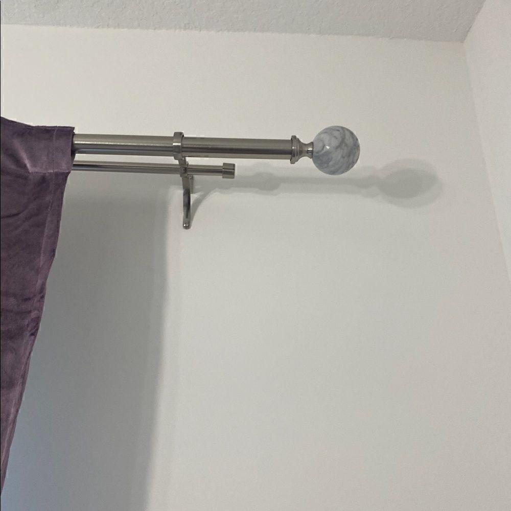 [ballard] double rod drapery kit polished nickel with marble finials